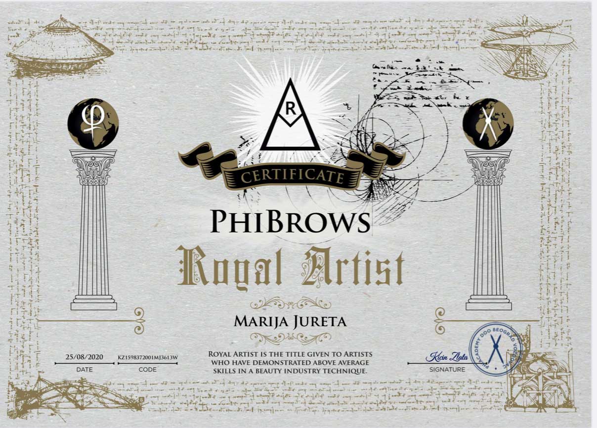Marija Jureta PhiAcademy Zertifikat Royal Artist